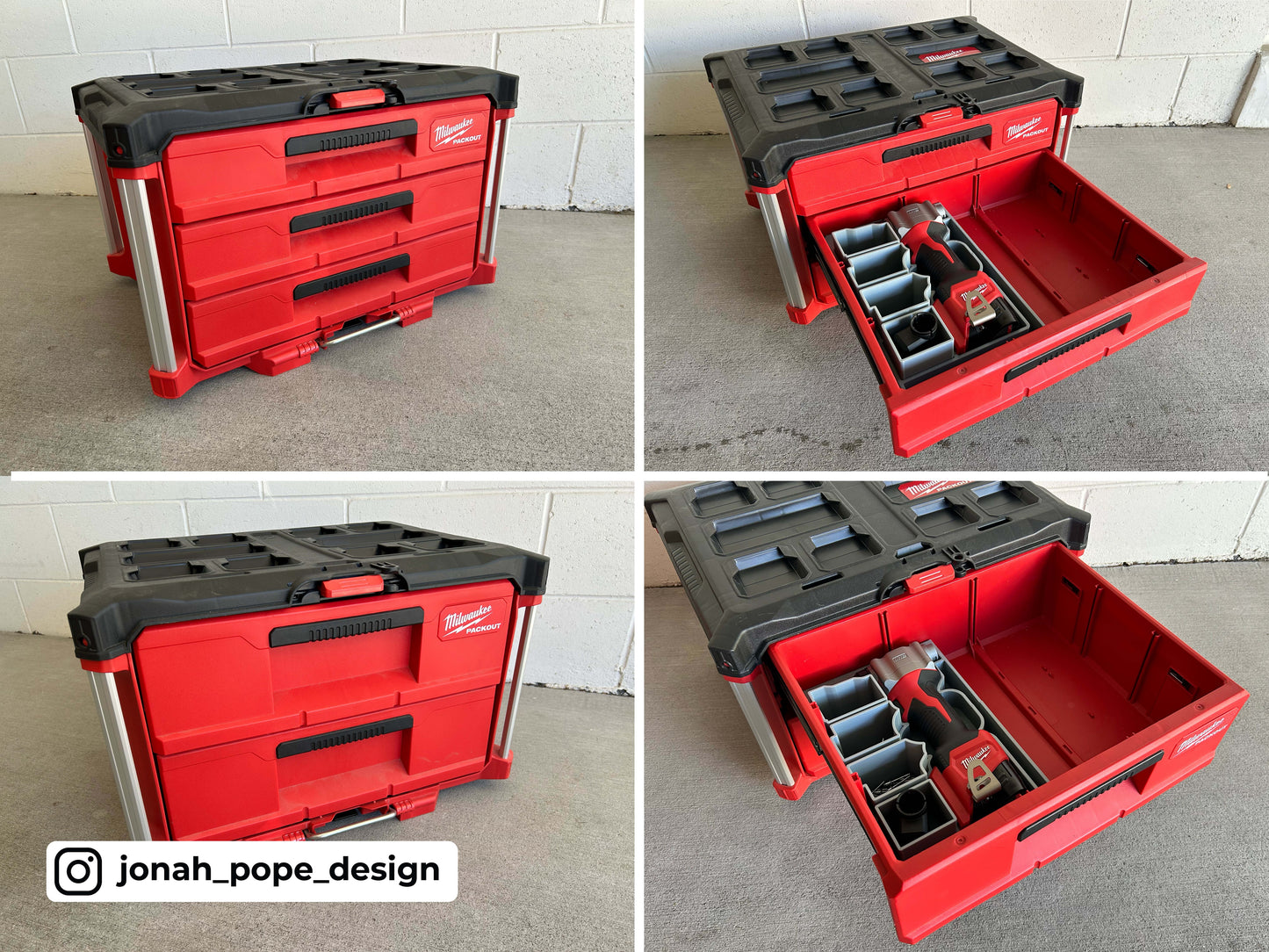 Jonah Pope Design 3d Printed Insert Designed for Milwaukee M12 Rivet Gun and Milwaukee Packout Tool Box Drawer