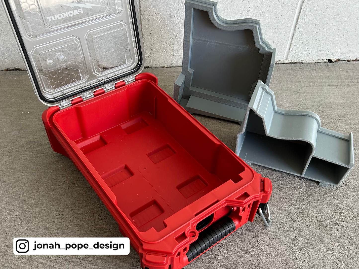 Jonah Pope Design 3d Printed Insert Designed for Milwaukee M12 23GA Pin Nailer and Milwaukee Packout Organizer