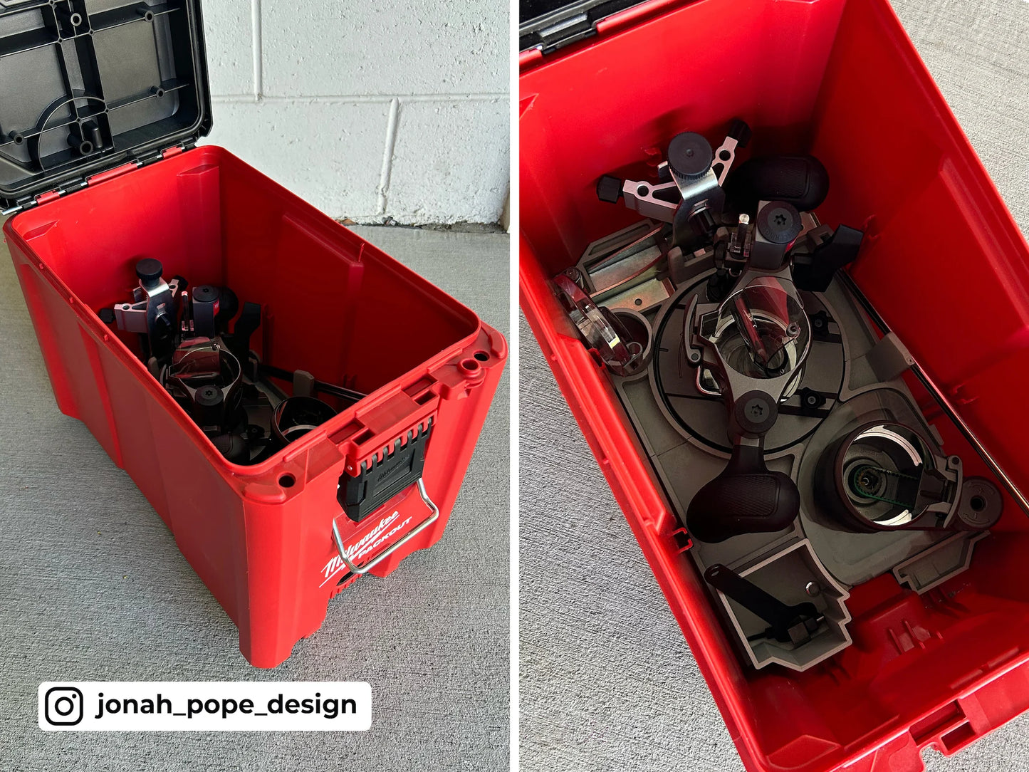 Jonah Pope Design 3d Printed Insert Designed for Milwaukee M18 Compact Router and Milwaukee Packout Ammo Case