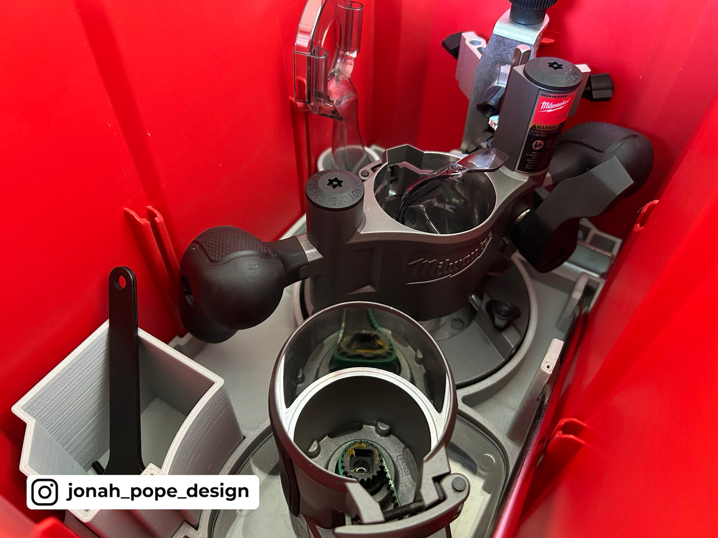 Jonah Pope Design 3d Printed Insert Designed for Milwaukee M18 Compact Router and Milwaukee Packout Ammo Case