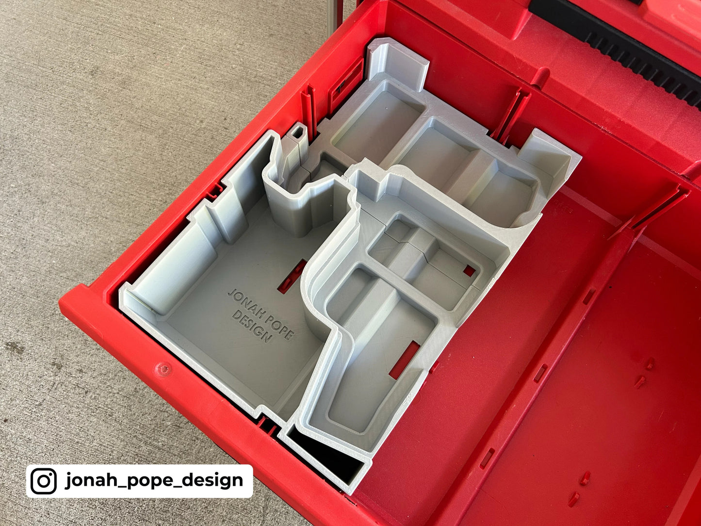Jonah Pope Design 3d Printed Insert Designed For Milwaukee M12 Drill and Impact Driver Gen3 and Milwaukee Packout ToolBox Drawer