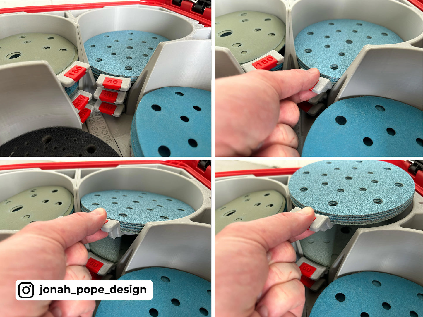 Jonah Pope Design 3d Printed Insert Designed for Milwaukee Packout Insert for Festool ETS EC150 & 6" Sander Discs