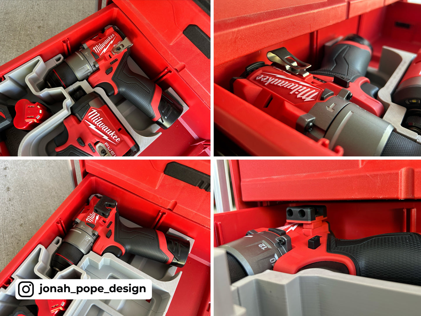 Jonah Pope Design 3d Printed Insert Designed For Milwaukee M12 Drill and Impact Driver Gen3 and Milwaukee Packout ToolBox Drawer