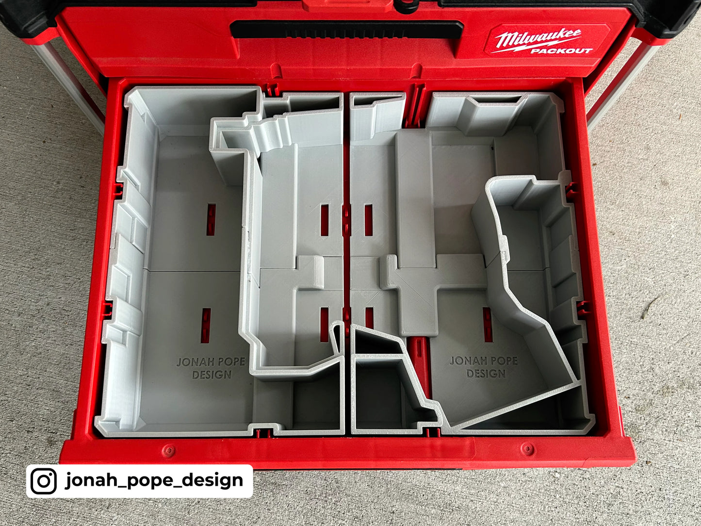 Jonah Pope Design 3d Printed Insert Designed for Milwaukee M18 Brad Nailer and Milwaukee Packout Toolbox Drawer