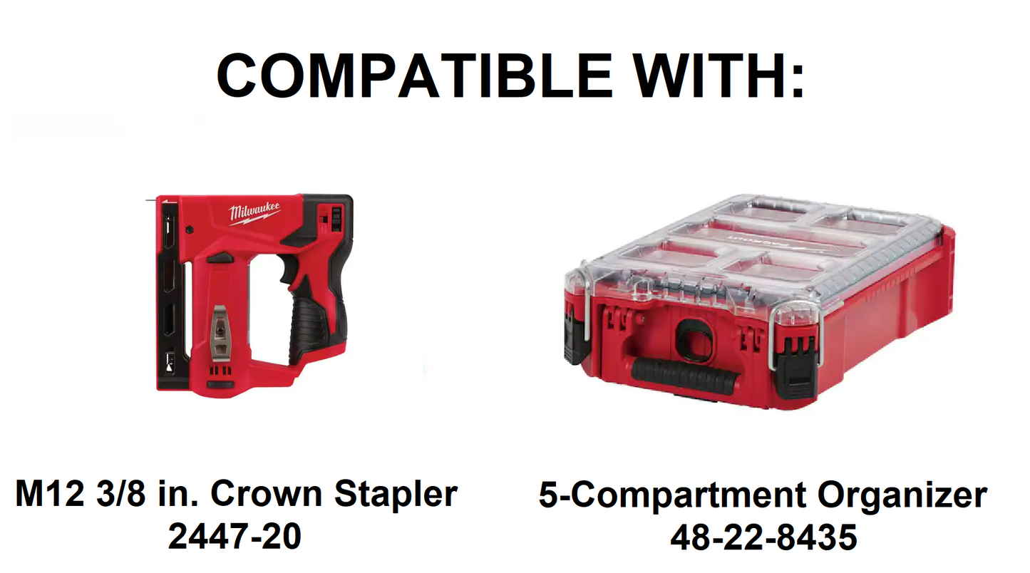 Jonah Pope Design 3d Printed Insert Designed For Milwaukee M12 3/8" Crown Stapler and Milwaukee Packout Organizer