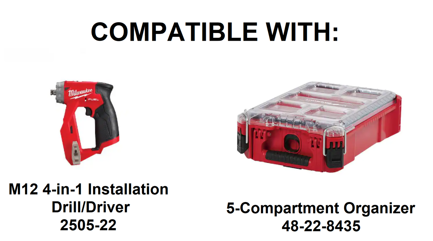 Jonah Pope Design 3d Printed Insert Designed for Milwaukee M12 4-in-1 Installation Drill/Driver V1 and Milwaukee Packout Organizer