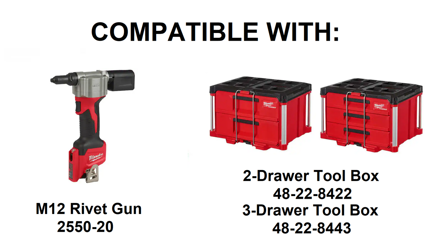 Jonah Pope Design 3d Printed Insert Designed for Milwaukee M12 Rivet Gun and Milwaukee Packout Tool Box Drawer