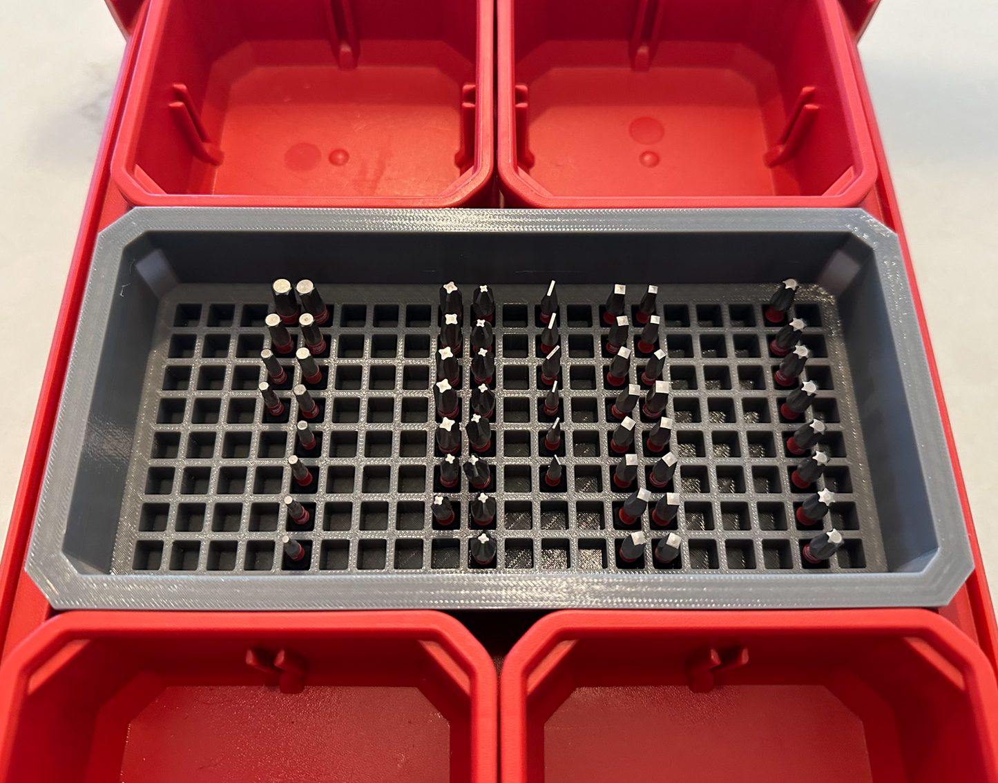 ToolCraft3d Design 3d Printed Impact Bit Holder Insert Designed For Milwaukee PACKOUT Low Profile Organizers (160 Bit)