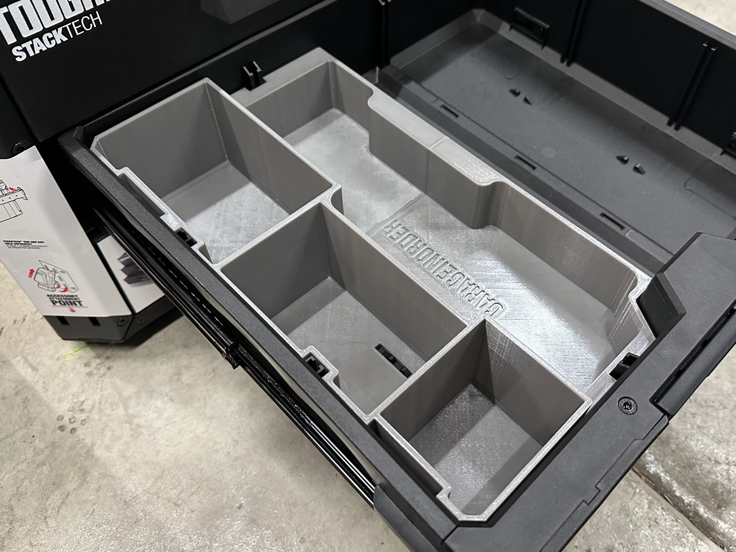 GarageInOrder 3d Printed Insert Designed for Milwaukee M18 Multi-tool and Toughbuilt Stacktech Drawer