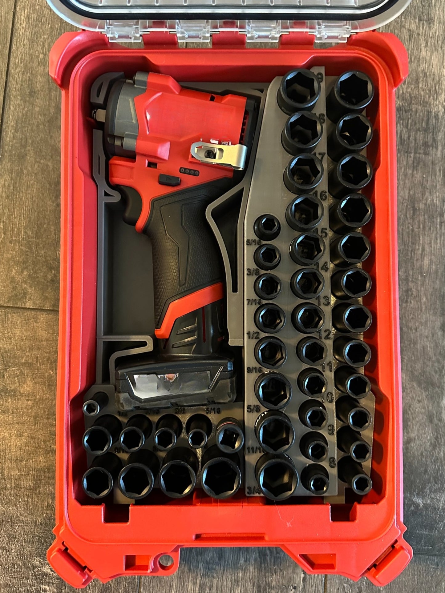 TOOLCRAFT3D Design 3d Printed Insert Designed for Milwaukee Packout Organizer and Gen2 M12 Stubby 3/8" Impact (Insert Only)