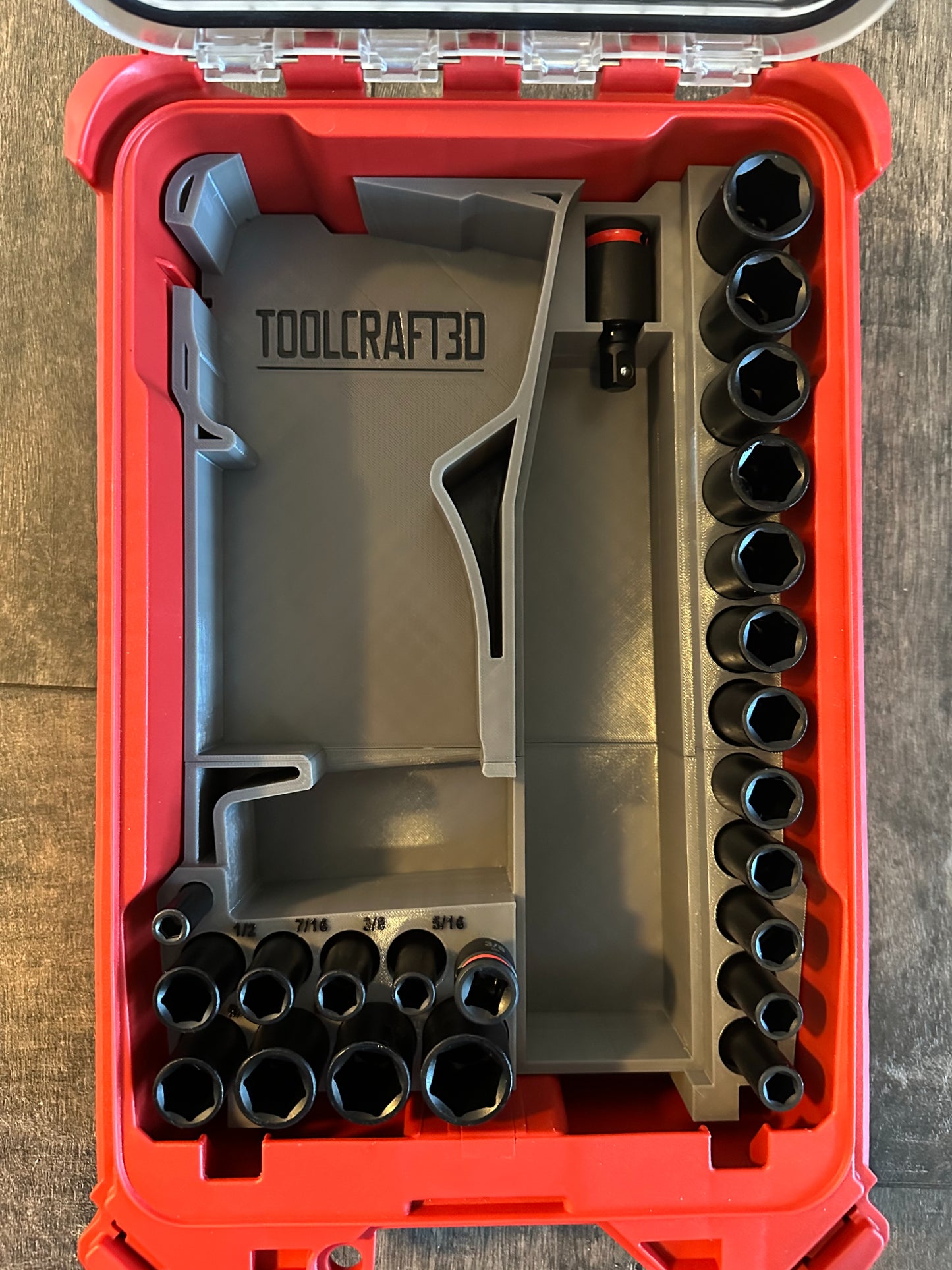 TOOLCRAFT3D Design 3d Printed Insert Designed for Milwaukee Packout Organizer and Gen2 M12 Stubby 3/8" Impact (Insert Only)