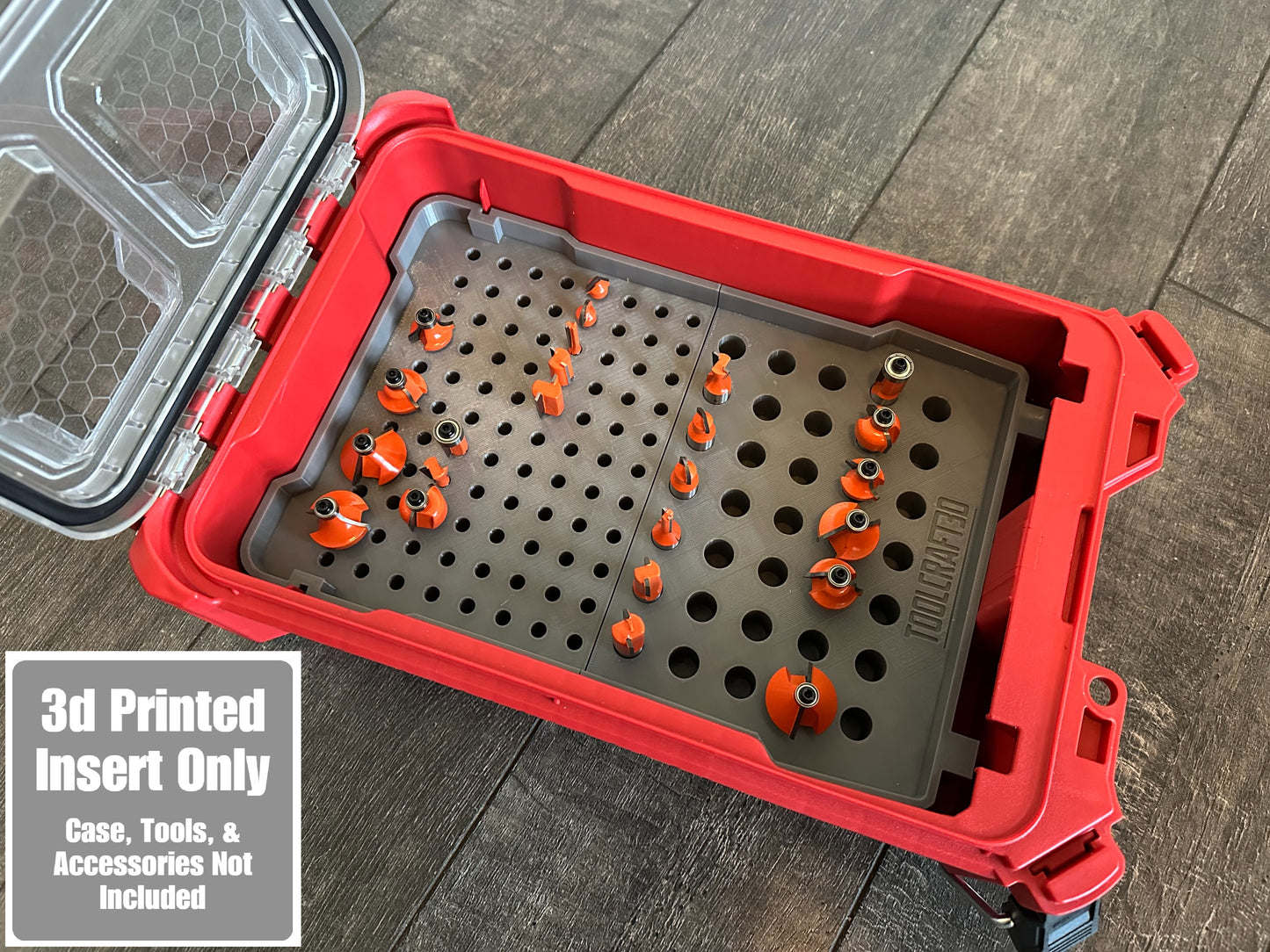 TOOLCRAFT3D Design 3d Printed Router Bit Organizer Designed for Milwaukee Packout Insert (Insert Only)