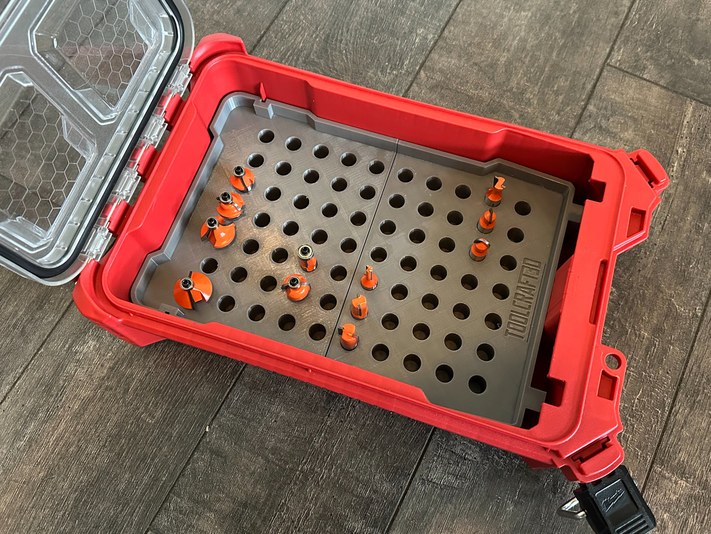 TOOLCRAFT3D Design 3d Printed Router Bit Organizer Designed for Milwaukee Packout Insert (Insert Only)