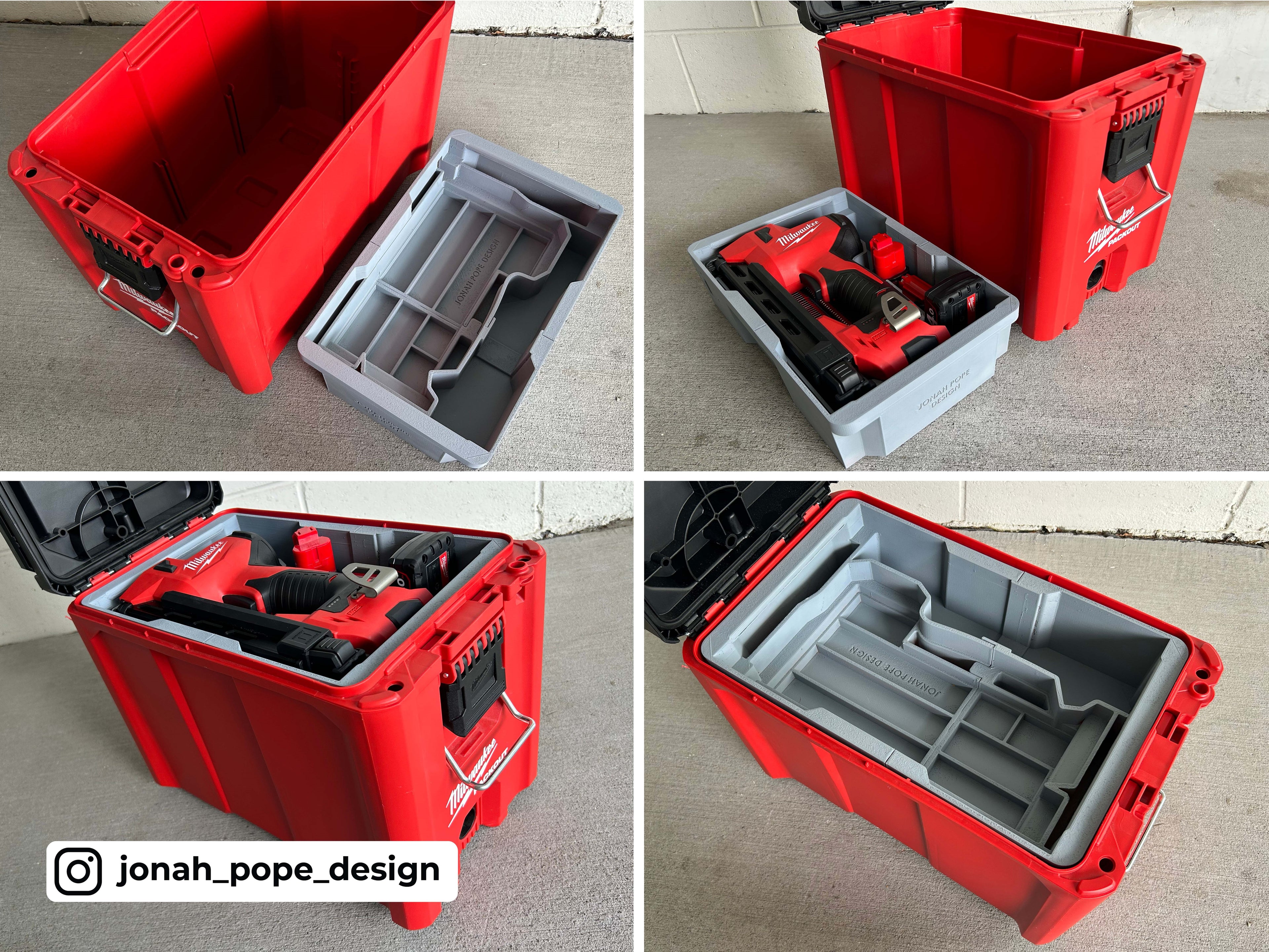 Jonah Pope Design 3d Printed Insert Designed For Milwaukee M12 Cable Stapler (UPPER Insert) and Milwaukee Packout