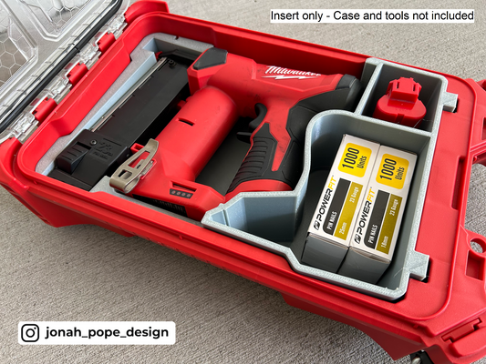 Jonah Pope Design 3d Printed Insert Designed for Milwaukee M12 23GA Pin Nailer and Milwaukee Packout Organizer