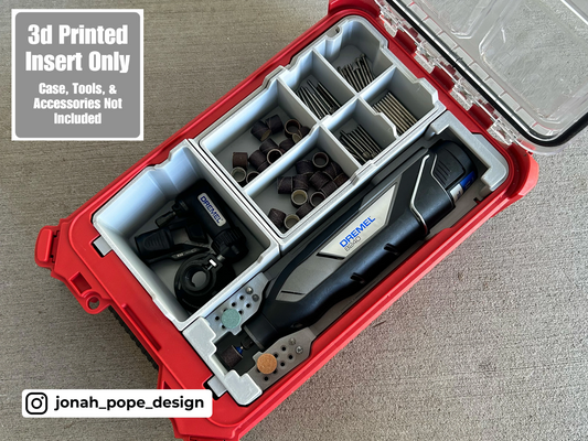 Jonah Pope Design 3d Printed Insert Designed for DREMEL 8240 Rotary Tool and Milwaukee Packout Organizer