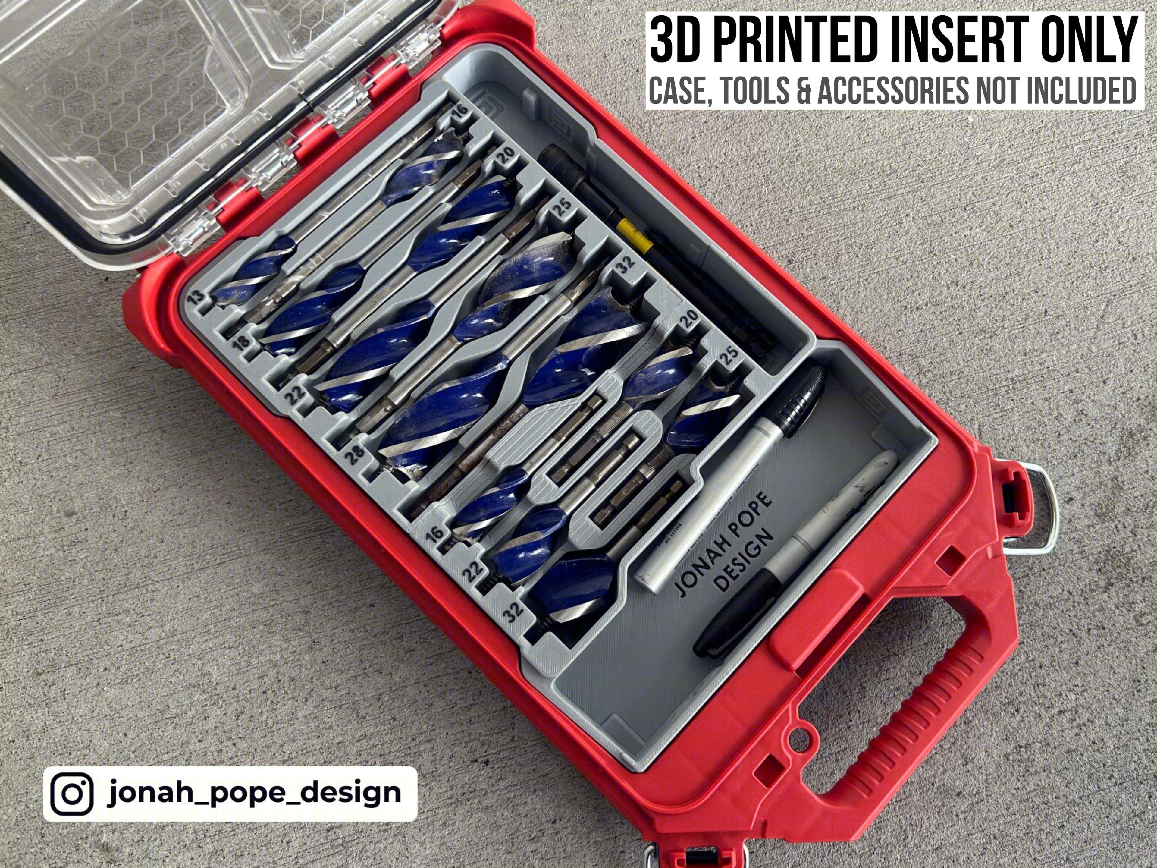 Jonah Pope Insert Designed for Irwin Speedbor Max Auger Drill Bits and Milwaukee PACKOUT Organizer (Insert Only)