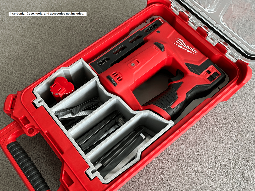 Jonah Pope Design 3d Printed Insert Designed For Milwaukee M12 3/8" Crown Stapler and Milwaukee Packout Organizer