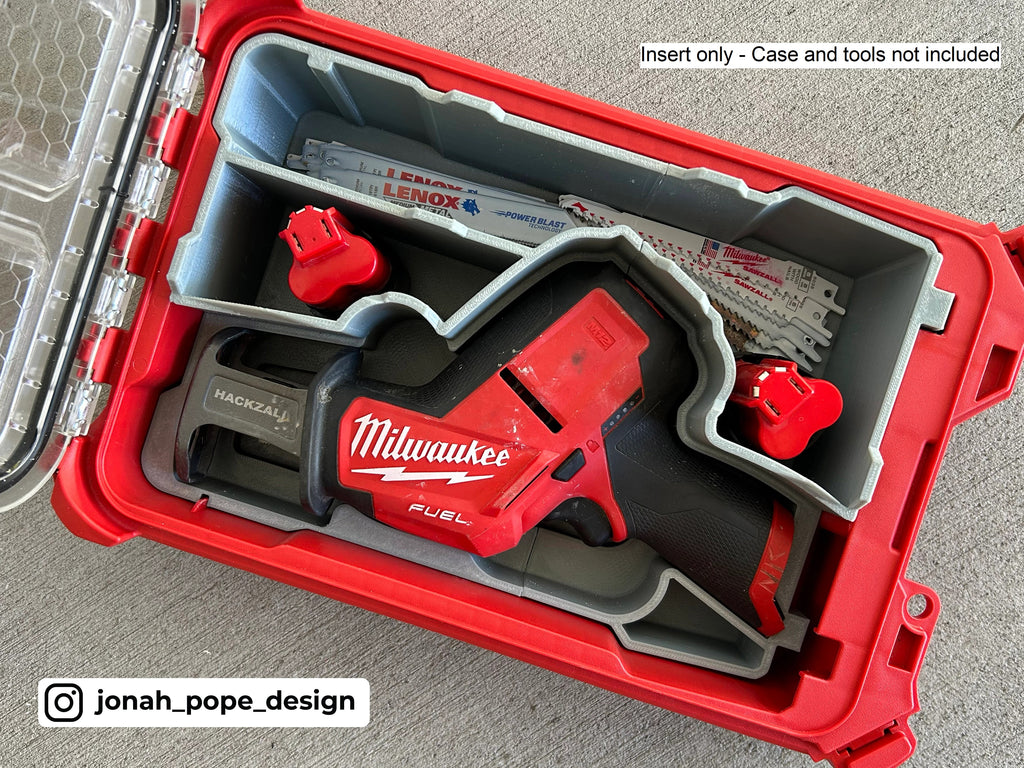 Jonah Pope Design 3d Printed Insert Designed for Milwaukee M12 Fuel Hackzall and Milwaukee Packout Organizer