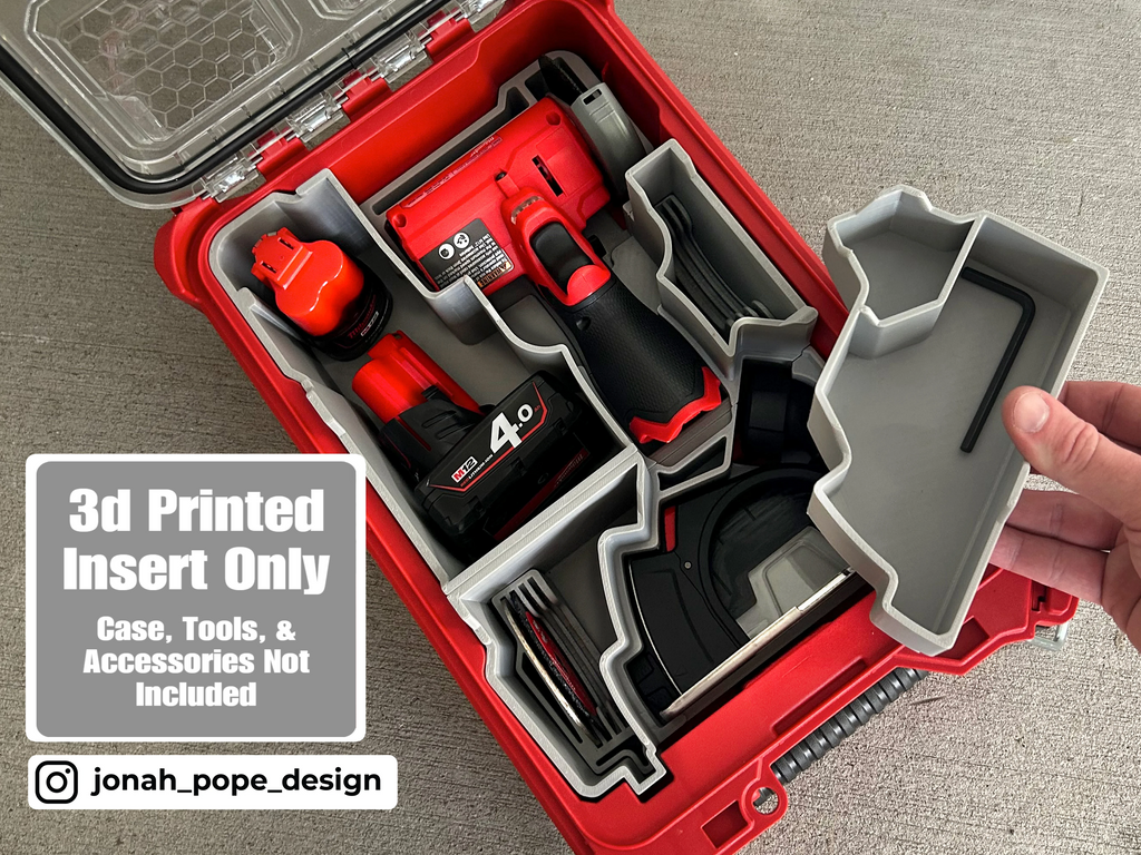 Jonah Pope Design 3d Printed Insert Designed for Milwaukee M12 Cut Off Tool and Milwaukee Packout Organizer