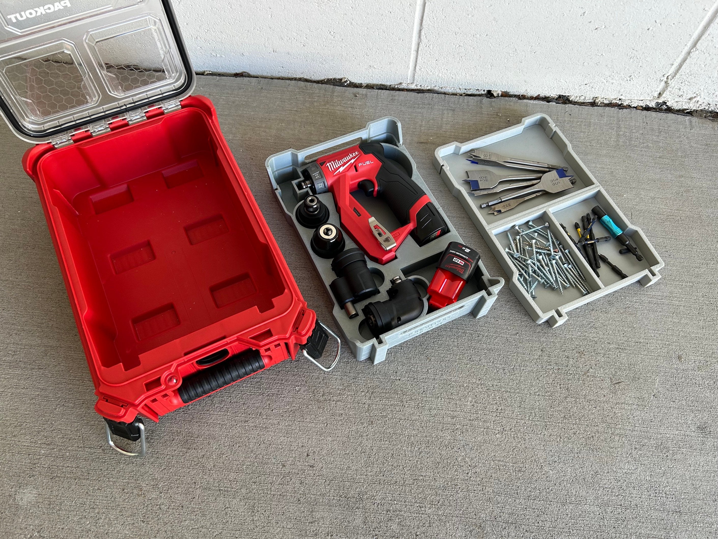 Jonah Pope Design 3d Printed Insert Designed for Milwaukee M12 4-in-1 Installation Drill/Driver V1 and Milwaukee Packout Organizer