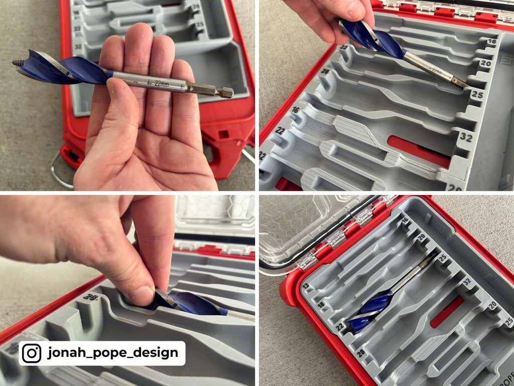 Jonah Pope Insert Designed for Irwin Speedbor Max Auger Drill Bits and Milwaukee PACKOUT Organizer (Insert Only)