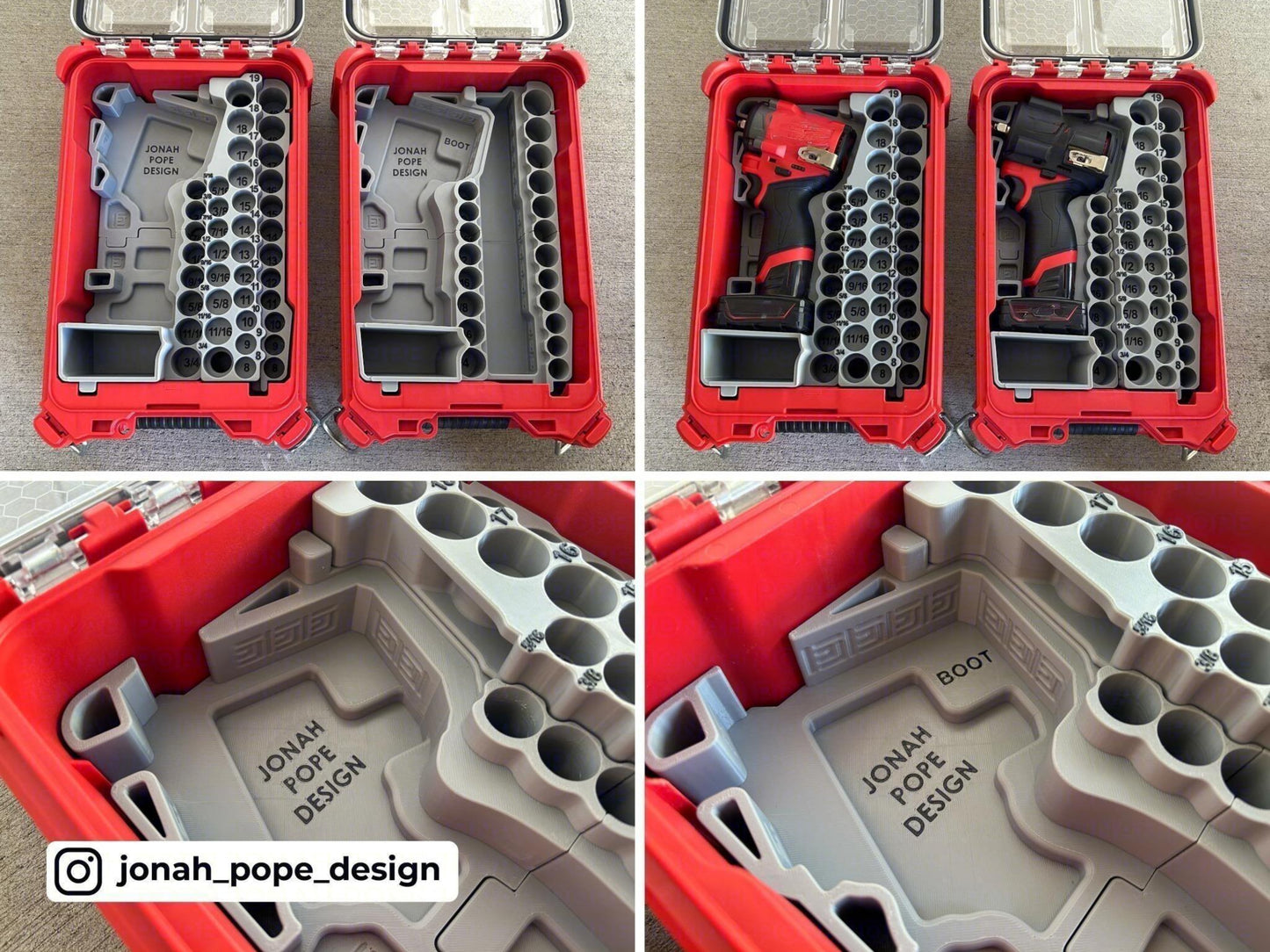 Jonah Pope Design 3d Printed Insert Designed for Milwaukee Packout Organizer and GEN2 M12 Stubby 3/8" Impact (Insert Only)