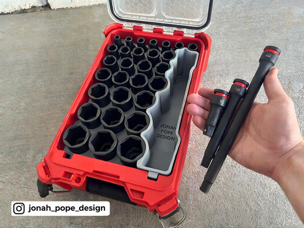 Jonah Pope Design 3d Printed 1/2" Metric Impact Socket Insert Designed for Milwaukee Packout Organizer (Insert Only)