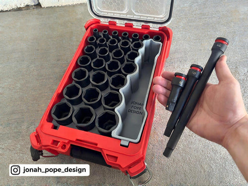 Jonah Pope Design 3d Printed 1/2" Metric Impact Socket Insert Designed for Milwaukee Packout Organizer (Insert Only)