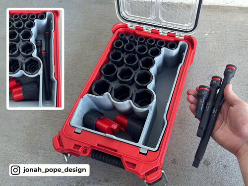 Jonah Pope Design 1/2" SAE Impact Socket Insert Designed for Milwaukee Packout Organizer (Insert Only)