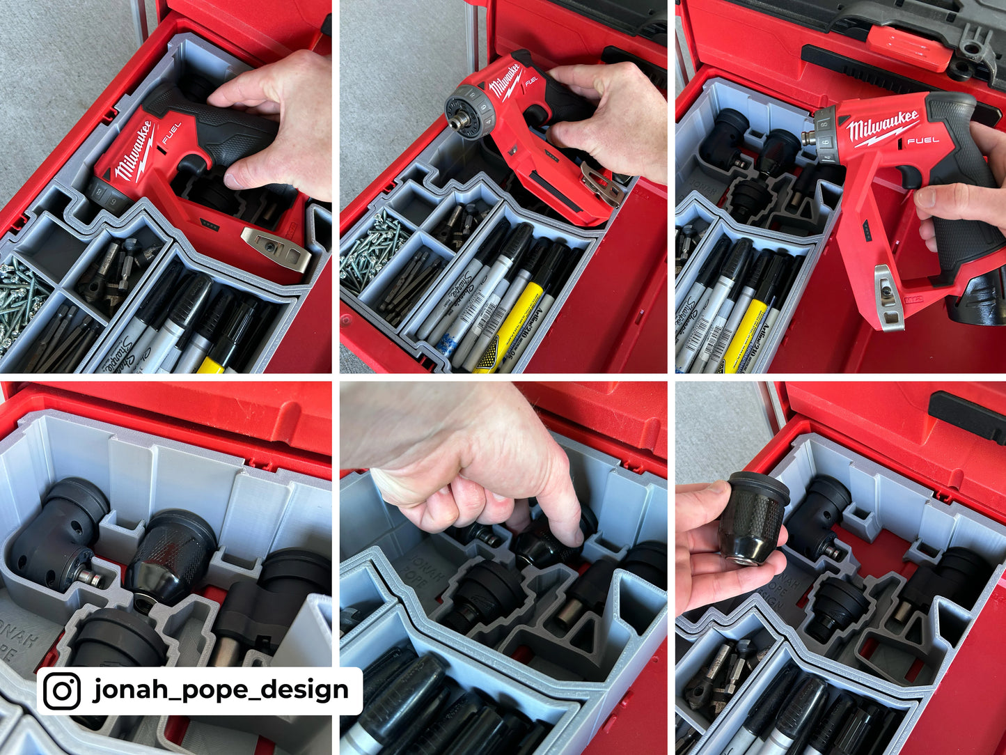Jonah Pope Design 3d Printed Insert Designed for Milwaukee M12 Installation Driver and Packout Drawer (Insert only)