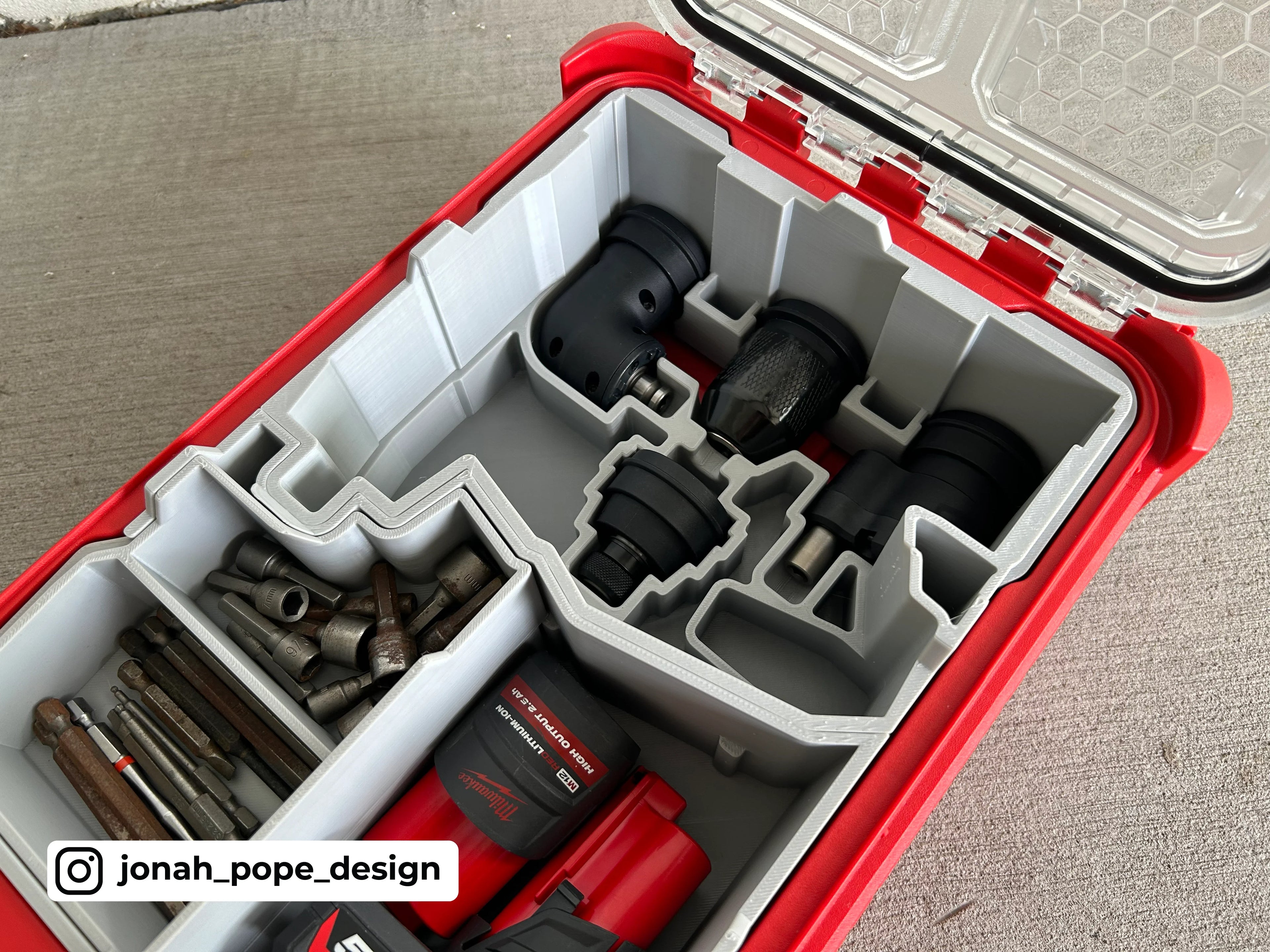 Jonah Pope Design 3d Printed Insert Designed for Milwaukee M12 4-in-1 Installation Drill/Driver V2 and Milwaukee Packout Organizer