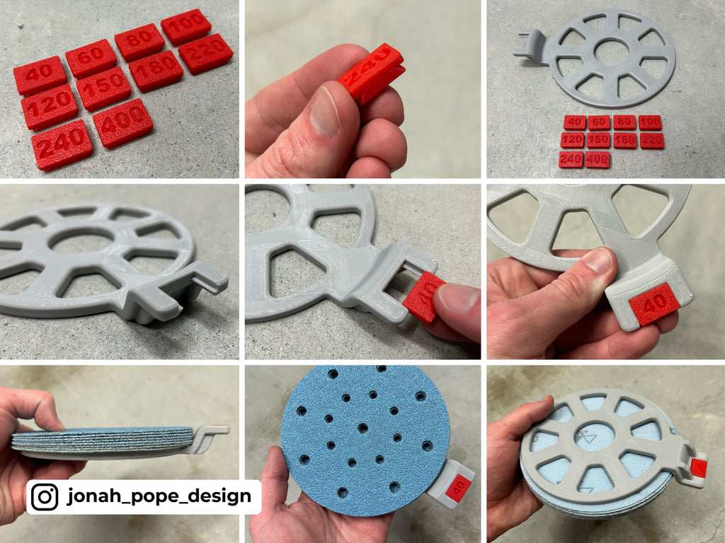 Jonah Pope Design 3d Printed Insert Designed for Orbital Sander 6" Disc Storage and Milwaukee Packout Toolbox