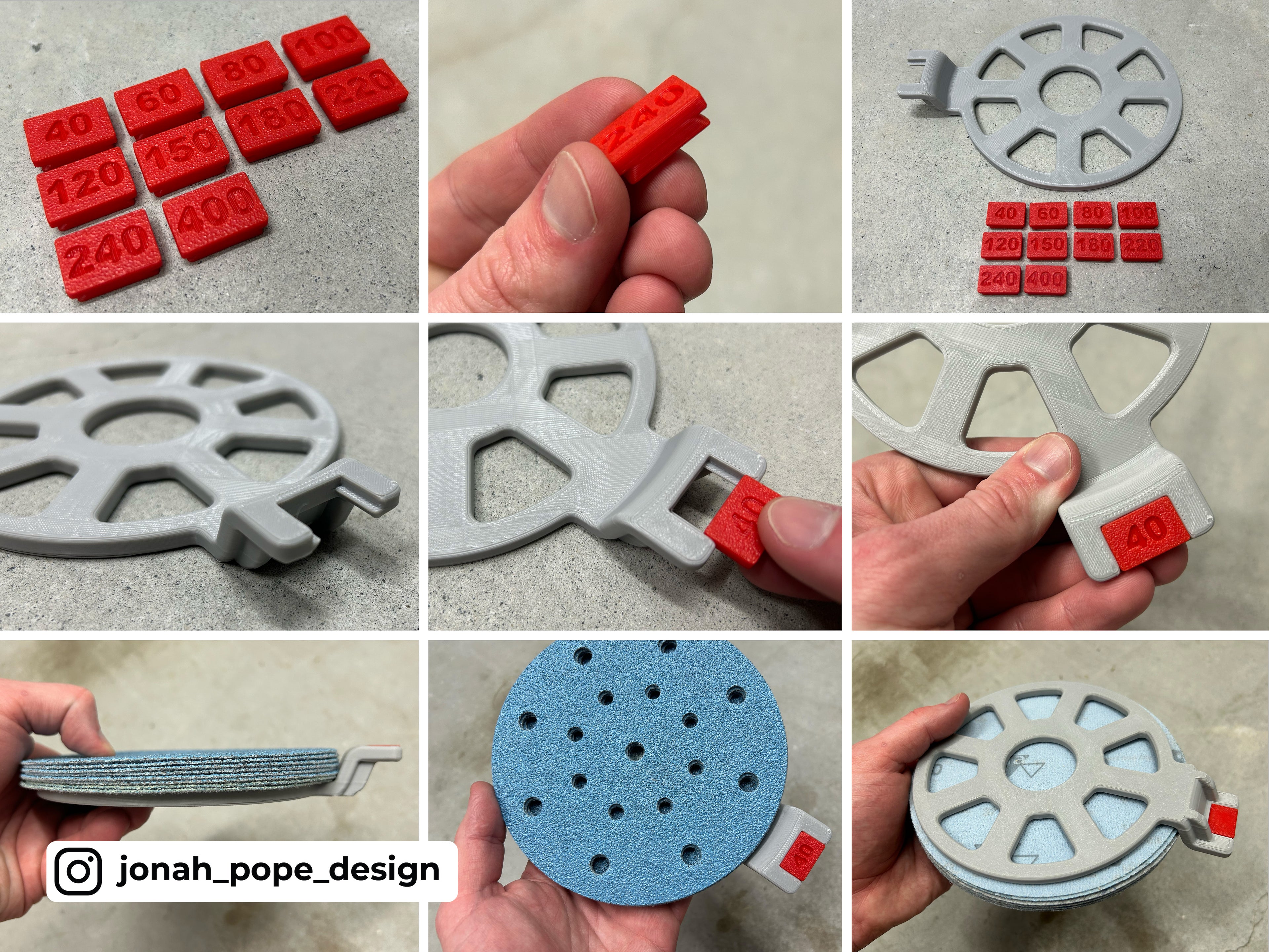 Jonah Pope Design 3d Printed Insert Designed for Orbital Sander 6" Disc Storage and Milwaukee Packout Toolbox