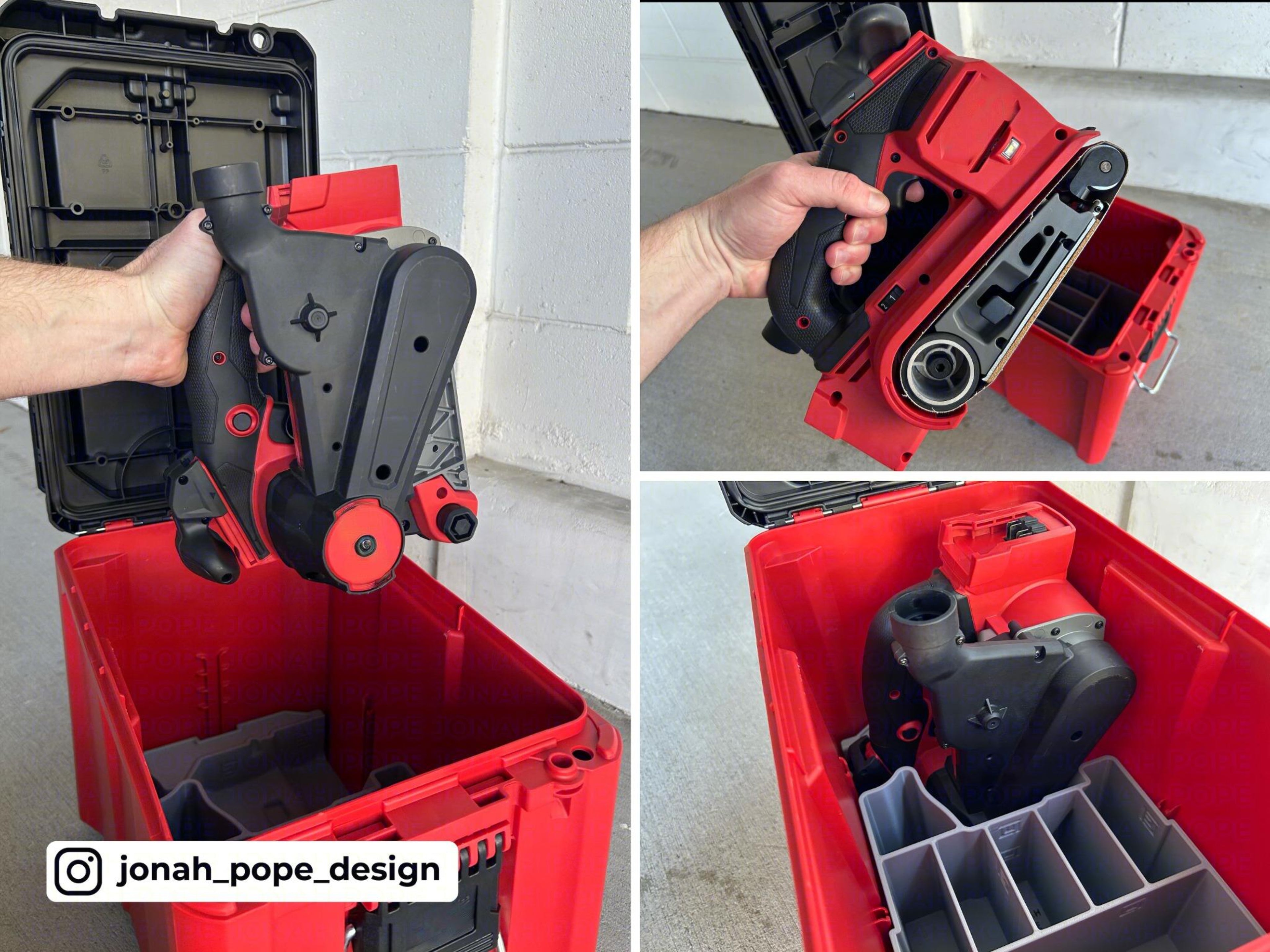 Jonah Pope Insert Designed for Milwaukee M18 Belt Sander and Milwaukee Packout Compact Tool Box (Insert Only)