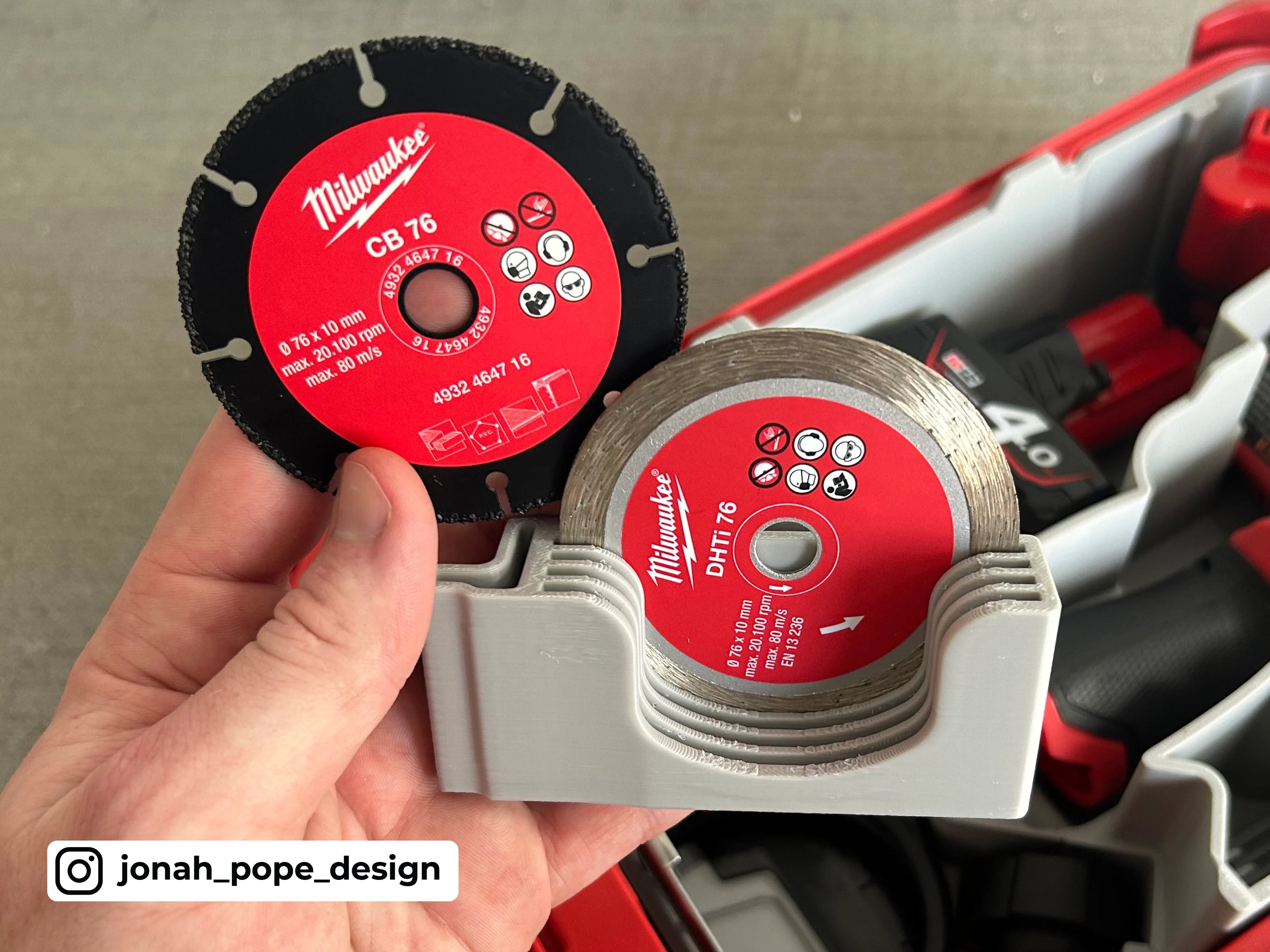 Jonah Pope Design 3d Printed Insert Designed for Milwaukee M12 Cut Off Tool and Milwaukee Packout Organizer