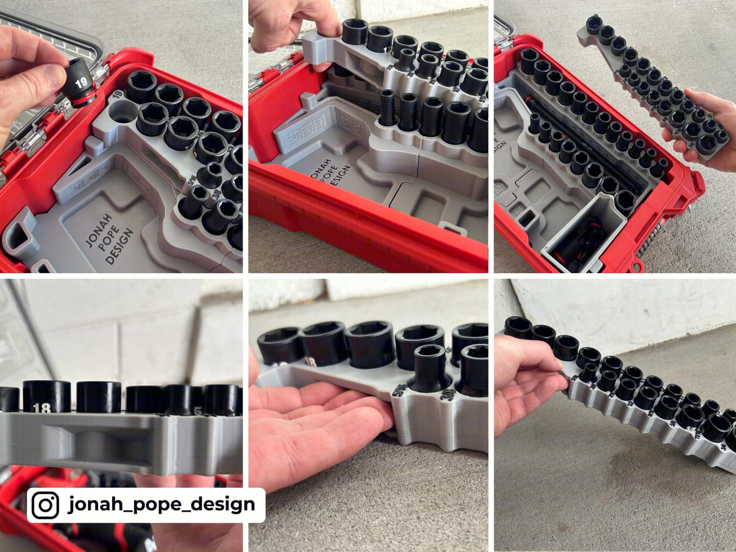 Jonah Pope Design 3d Printed Insert Designed for Milwaukee Packout Organizer and GEN2 M12 Stubby 3/8" Impact (Insert Only)