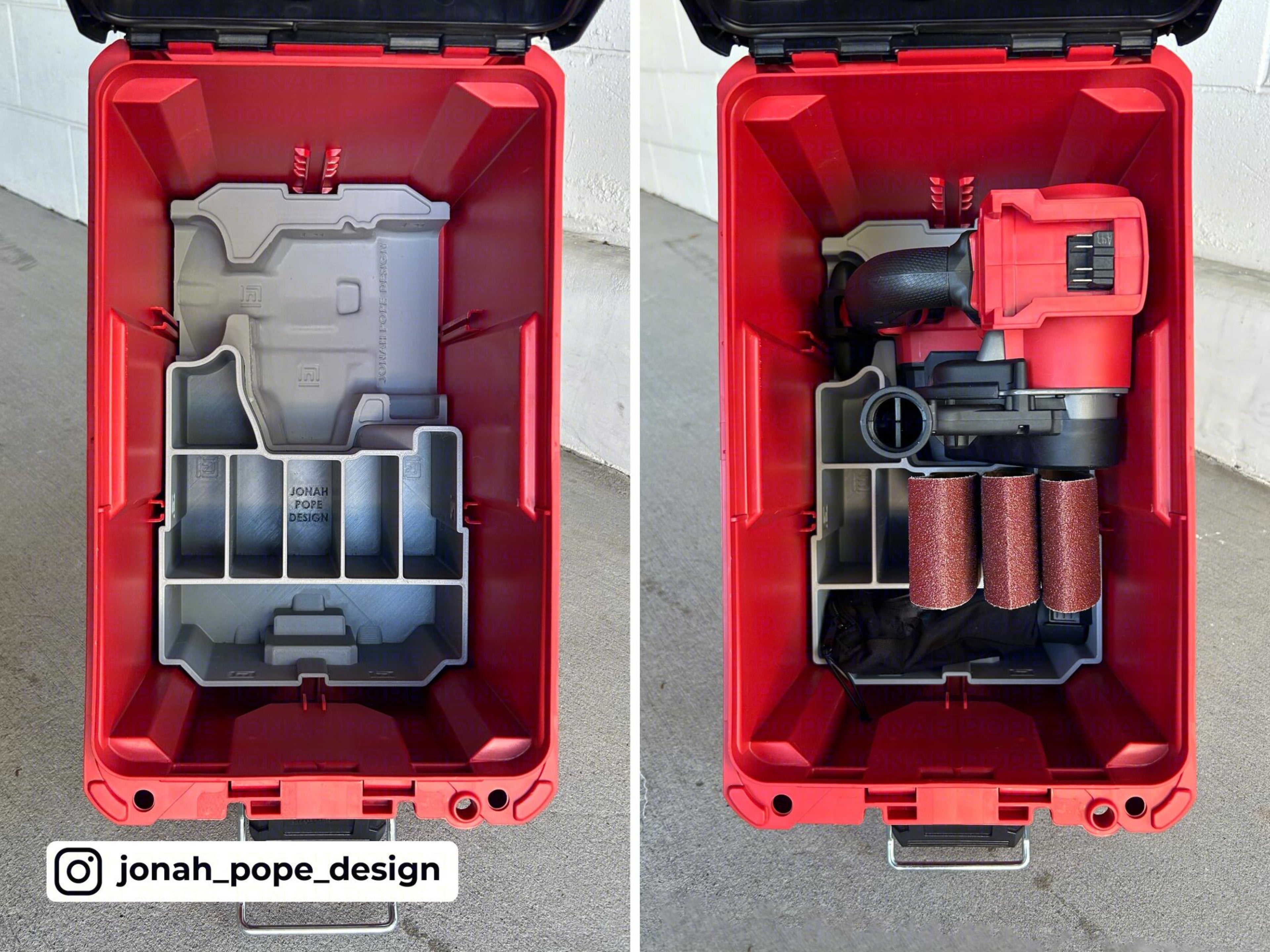Jonah Pope Insert Designed for Milwaukee M18 Belt Sander and Milwaukee Packout Compact Tool Box (Insert Only)