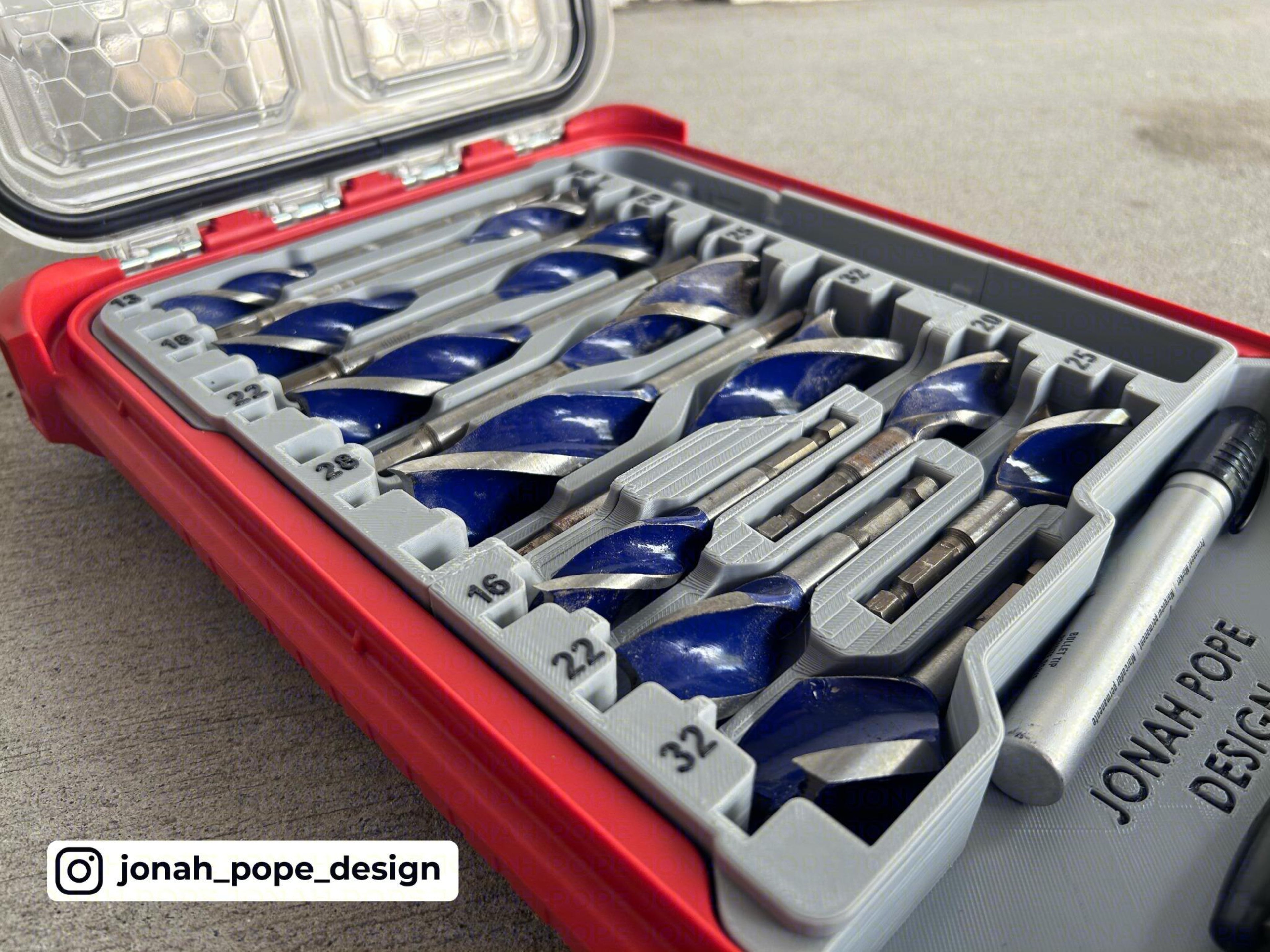 Jonah Pope Insert Designed for Irwin Speedbor Max Auger Drill Bits and Milwaukee PACKOUT Organizer (Insert Only)