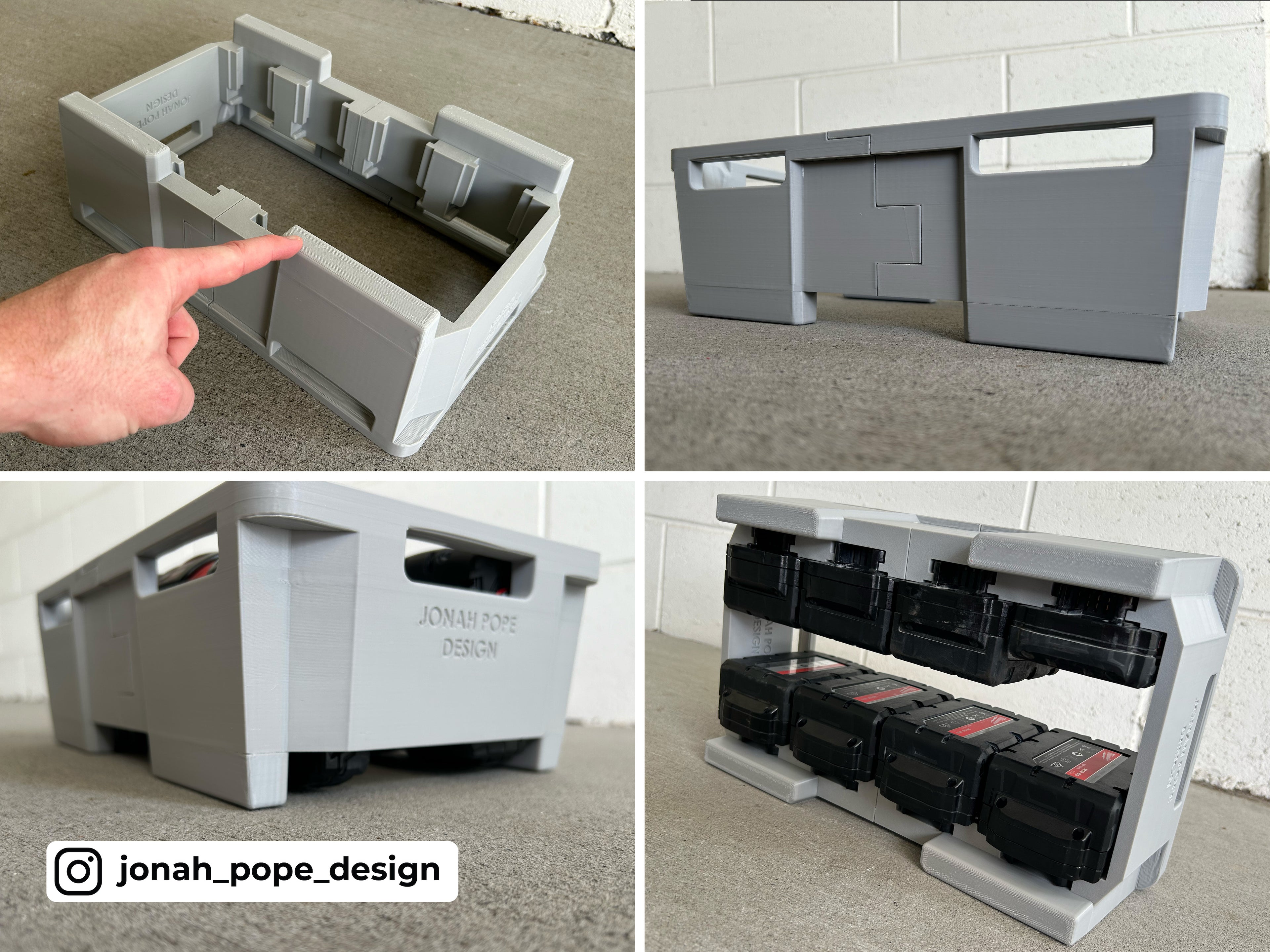Jonah Pope Design 3d Printed Insert Designed for Milwaukee M18 Battery (UPPER Insert) and Milwaukee Packout