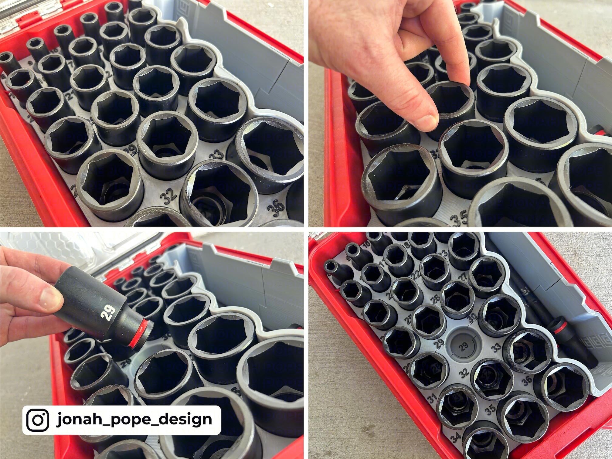 Jonah Pope Design 3d Printed 1/2" Metric Impact Socket Insert Designed for Milwaukee Packout Organizer (Insert Only)