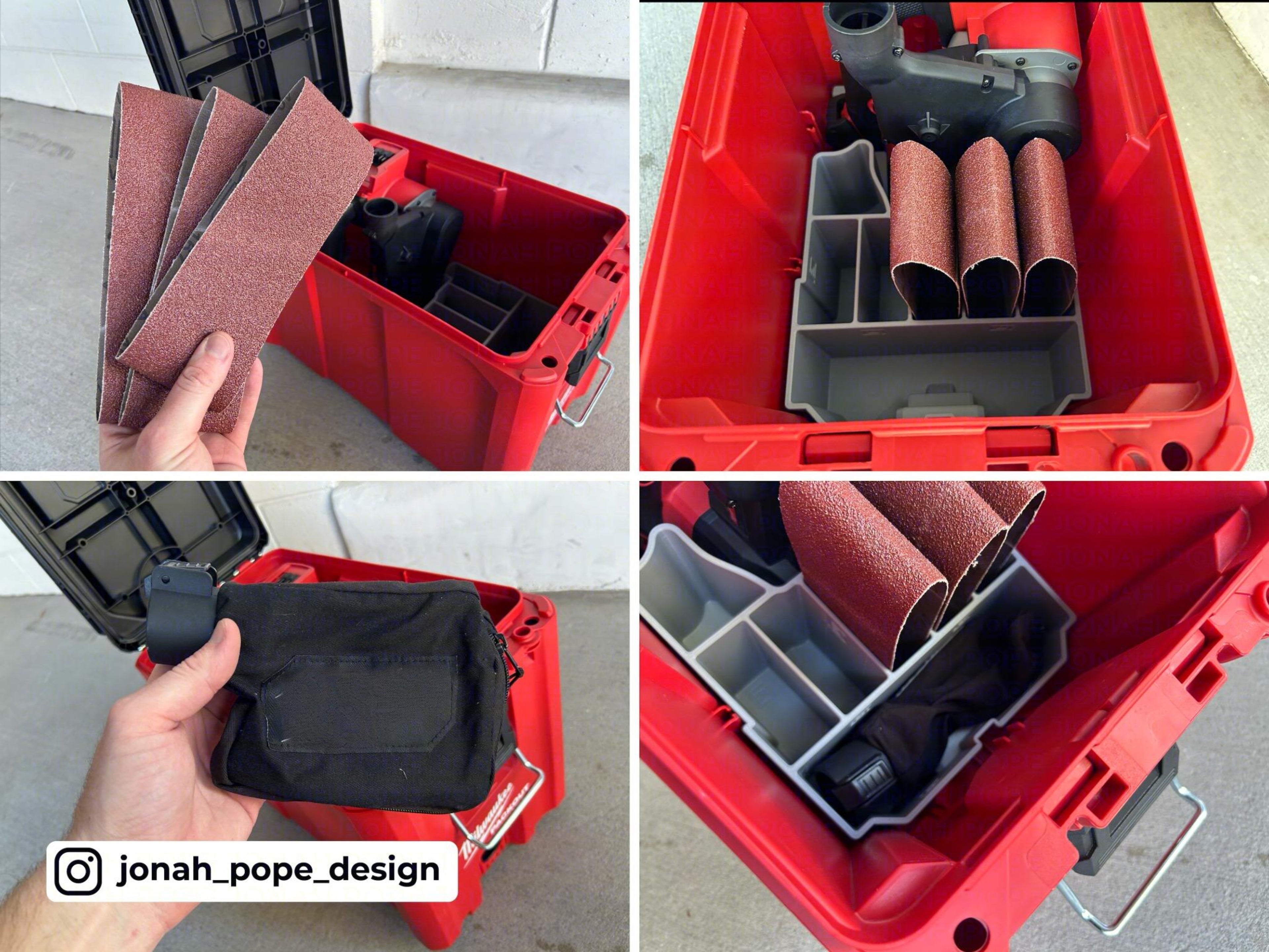 Jonah Pope Insert Designed for Milwaukee M18 Belt Sander and Milwaukee Packout Compact Tool Box (Insert Only)