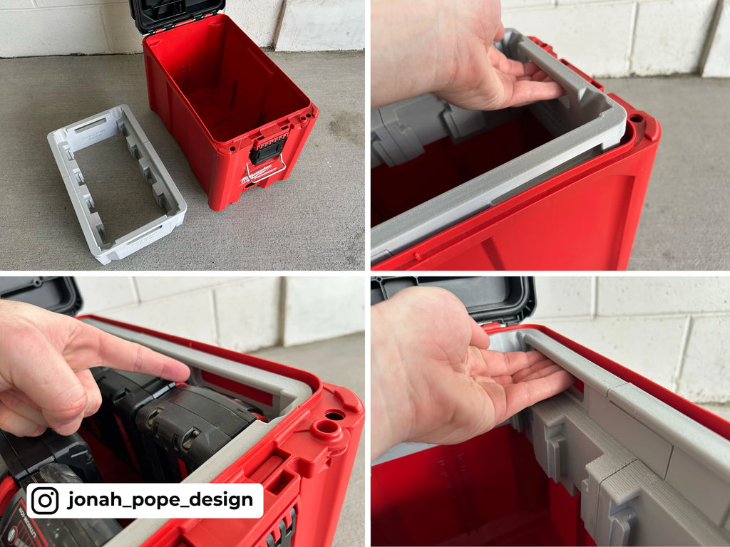 Jonah Pope Design 3d Printed Insert Designed for Milwaukee M18 Battery (UPPER Insert) and Milwaukee Packout