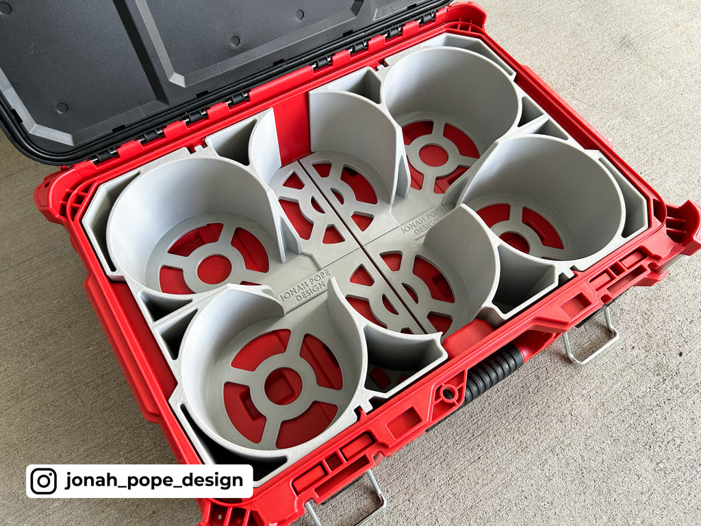 Jonah Pope Design 3d Printed Insert Designed for Orbital Sander 6" Disc Storage and Milwaukee Packout Toolbox