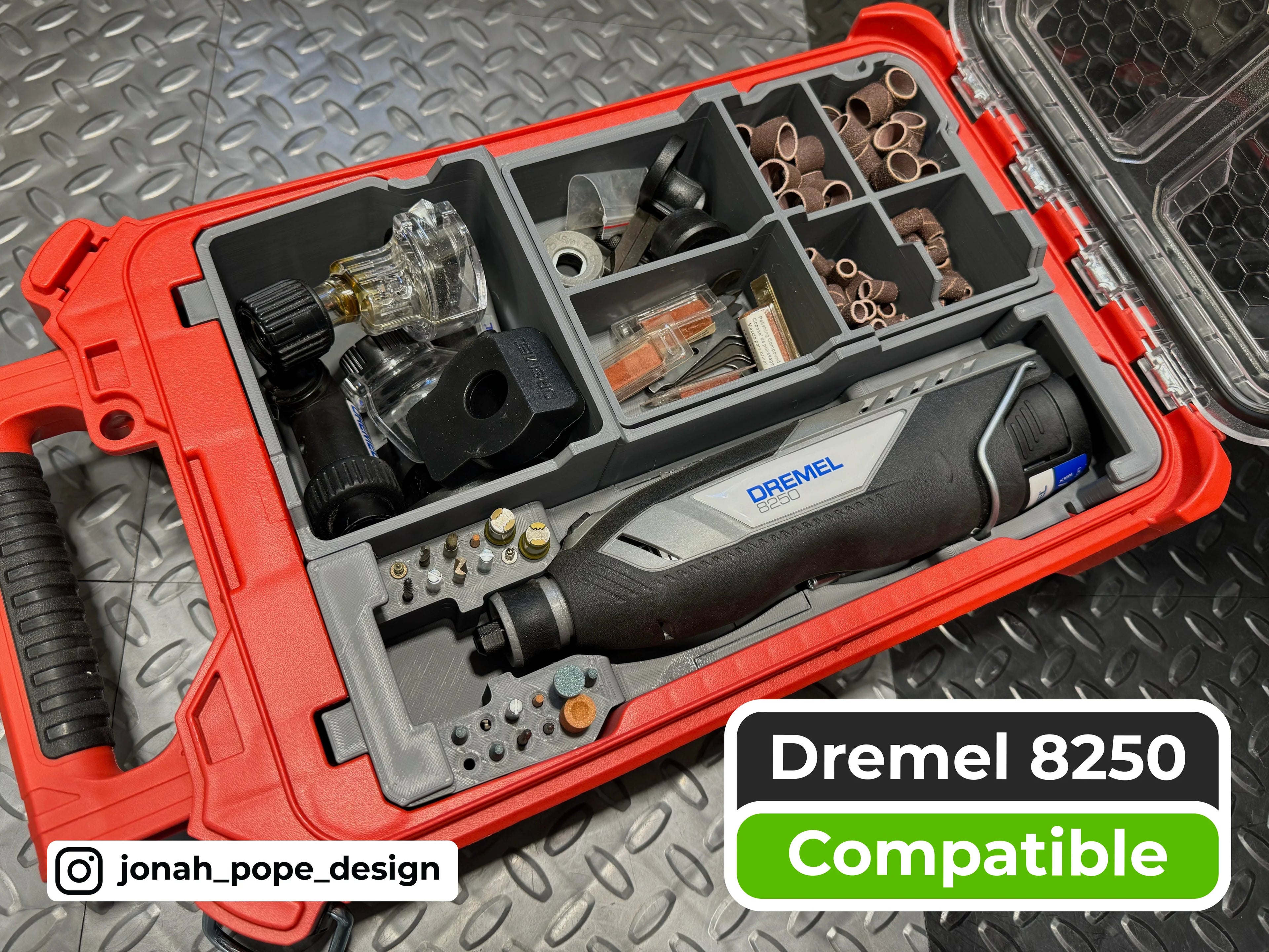 Jonah Pope Design 3d Printed Insert Designed For DREMEL 8250/8260 Rotary Tool and Milwaukee Packout Organizer