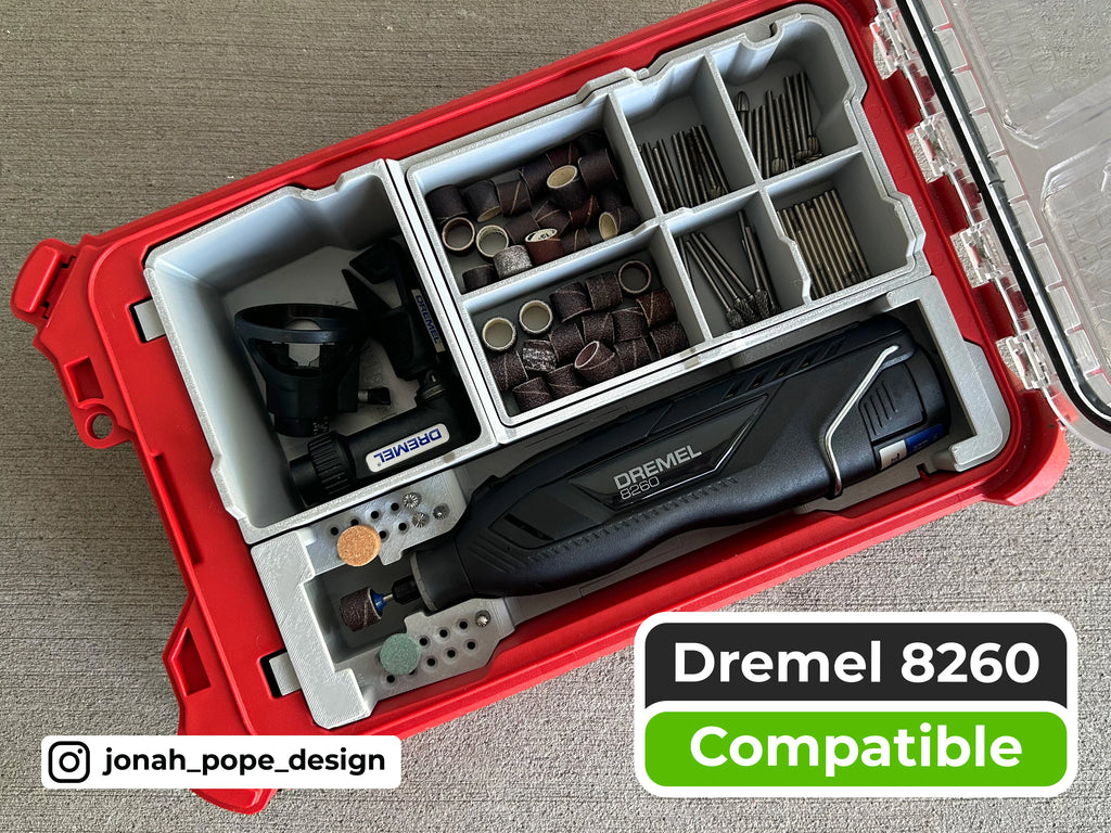 Jonah Pope Design 3d Printed Insert Designed For DREMEL 8250/8260 Rotary Tool and Milwaukee Packout Organizer