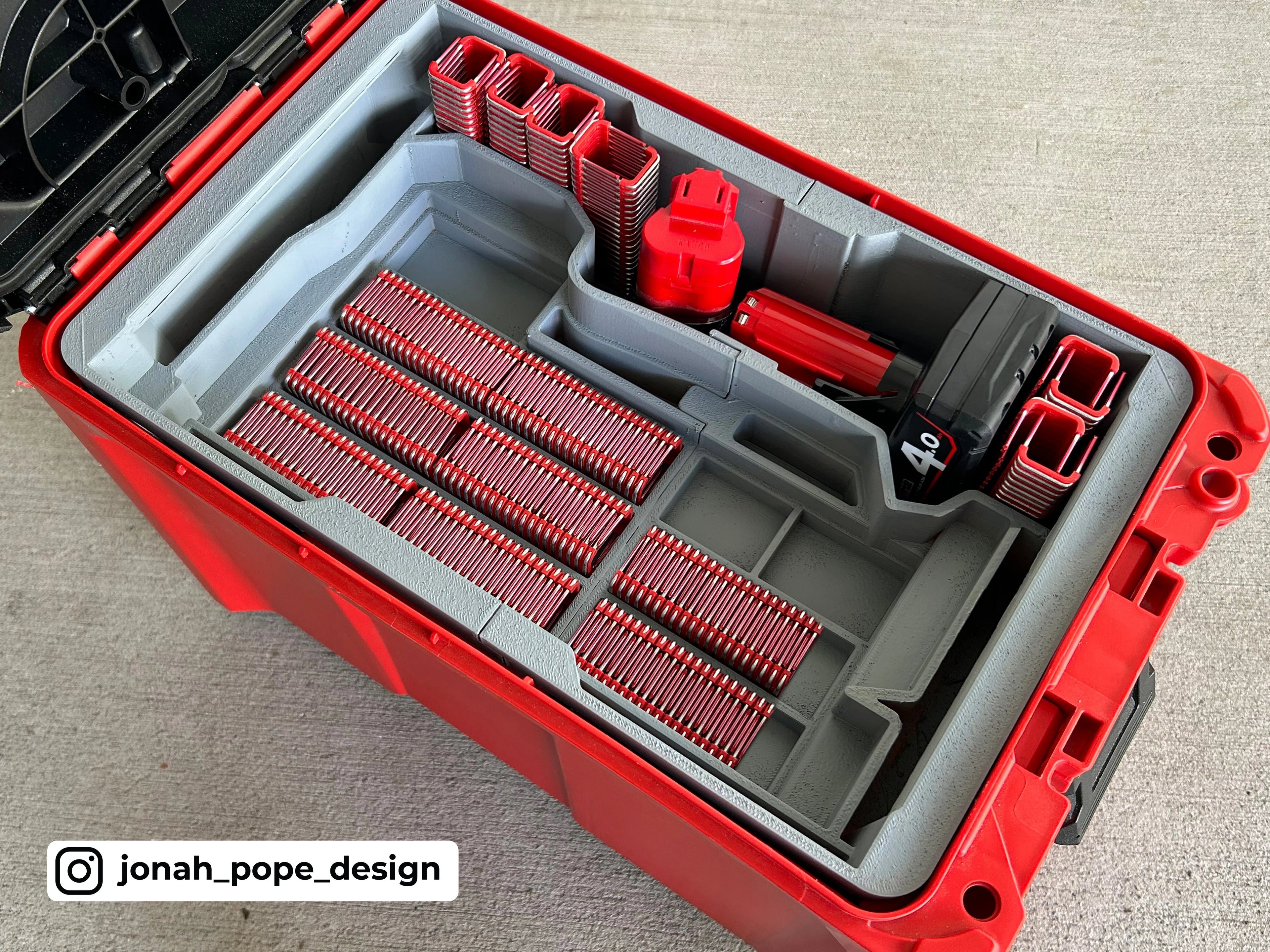 Jonah Pope Design 3d Printed Insert Designed For Milwaukee M12 Cable Stapler (UPPER Insert) and Milwaukee Packout