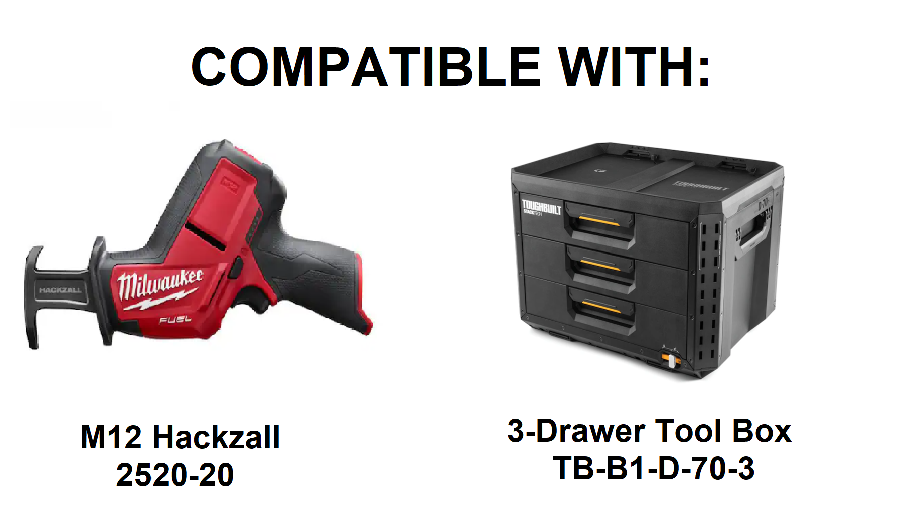 GarageInOrder 3d Printed Insert Designed for Milwaukee M12 Hackzall and Toughbuilt Stacktech Drawer