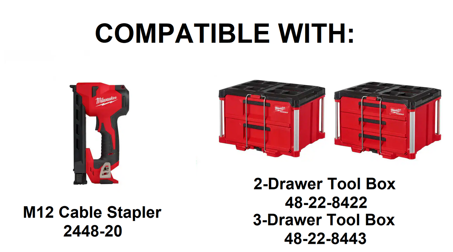 Jonah Pope Design 3d Printed Insert Designed for Milwaukee M12 Cable Stapler and Milwaukee Packout ToolBox Drawer