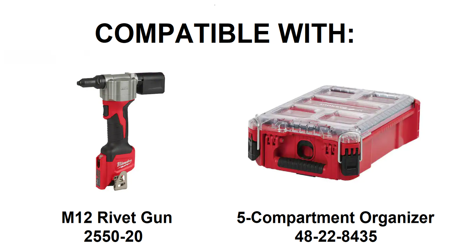 Jonah Pope Design 3d Printed Insert Designed for Milwaukee M12 Rivet Gun and Milwaukee Packout Organizer
